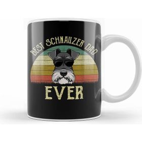 Humuts Mens Dog Vintage Best Schnauzer Dad Ever Fathers Day Gifts Köpek Beyaz Porselen Kupa Bardak