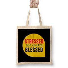 Humuts Mental Health Stressed But Always Blessed Bez Kadın Günlük Çanta
