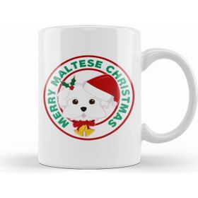 Humuts Merry Christmas Maltese Dog Beyaz Porselen Kupa Bardak