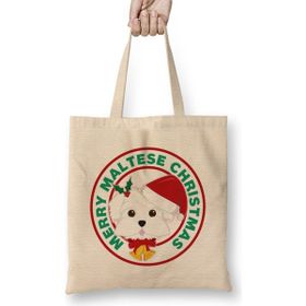 Humuts Merry Christmas Maltese Dog Bez Kadın Günlük Çanta