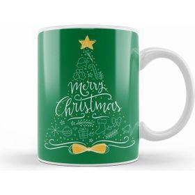 Humuts Merry Christmas Sketch Tree Beyaz Porselen Kupa Bardak