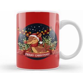 Humuts Merry Christmas with Rudolph the Red Nose Reindeer Beyaz Porselen Kupa Bardak