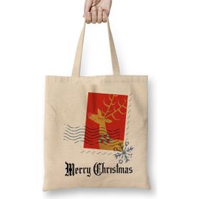 Humuts Merry Christmas Yılbaşı Yeni Yıl Konseptli Bez Kadın Günlük Çanta