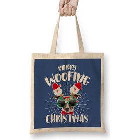 Humuts Merry Woofing Christmas Santa Glasses Dog Bez Kadın Günlük Çanta