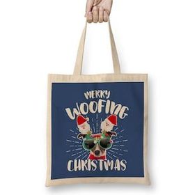 Humuts Merry Woofing Christmas Santa Glasses Dog Bez Kadın Günlük Çanta
