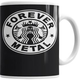 Humuts Metal Forever Black Beyaz Porselen Kupa Bardak