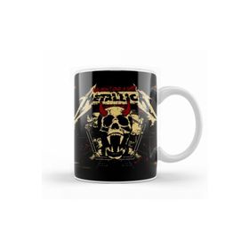 Humuts Metal Metallıca Beyaz Porselen Kupa Bardak