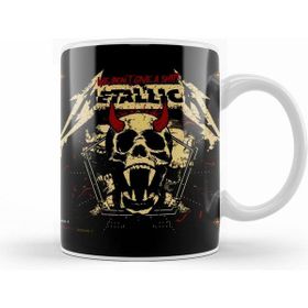 Humuts Metal Metallıca Beyaz Porselen Kupa Bardak