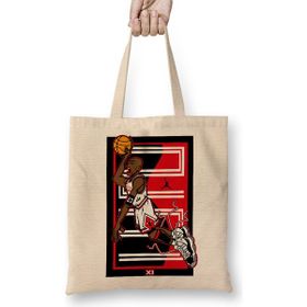 Humuts Michael Jordan Art Açık Bej Uzun Saplı Bez Çanta