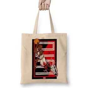 Humuts Michael Jordan Art Açık Bej Uzun Saplı Bez Çanta