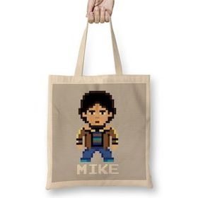 Humuts Mike Wheeler Stranger Things Pixel Character Bez Uzun Saplı Açık Bej Rengi Çanta