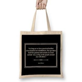 Humuts Mindfulness Ayya Khema Quote Bez Uzun Saplı Açık Bej Rengi Çanta