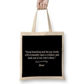 Humuts Mindfulness Rumi Musical Instrument Quote Bez Uzun Saplı Açık Bej Rengi Çanta