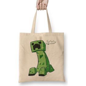 Humuts Minecraft Creeper 01 Bez Uzun Saplı Açık Bej Rengi Çanta