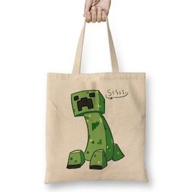 Humuts Minecraft Creeper 01 Bez Uzun Saplı Açık Bej Rengi Çanta