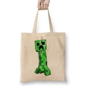 Humuts Minecraft Creeper 02 Bez Uzun Saplı Açık Bej Rengi Çanta