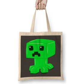 Humuts Minecraft Creeper 03 Bez Uzun Saplı Açık Bej Rengi Çanta