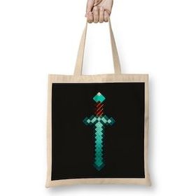 Humuts Minecraft Design Bez Uzun Saplı Açık Bej Rengi Çanta