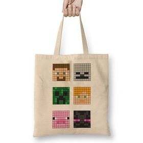 Humuts Minecraft Famous Characters 01 Bez Uzun Saplı Açık Bej Rengi Çanta