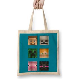 Humuts Minecraft Famous Characters Bez Uzun Saplı Açık Bej Rengi Çanta