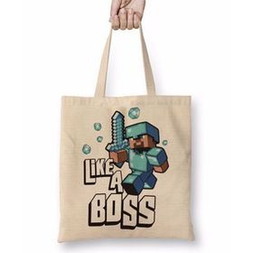 Humuts Minecraft Like A Boss Bez Uzun Saplı Açık Bej Rengi Çanta