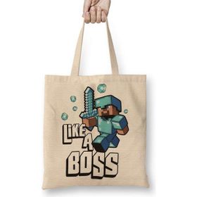 Humuts Minecraft Like A Boss Bez Uzun Saplı Açık Bej Rengi Çanta