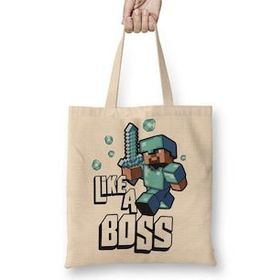 Humuts Minecraft Like A Boss Bez Uzun Saplı Açık Bej Rengi Çanta