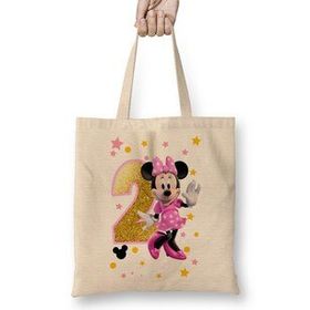 Humuts Mini Fare Minnie Mouse 2 Iki Yaş Hediyesi Bez Uzun Saplı Açık Bej Rengi Çanta
