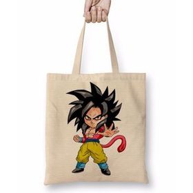 Humuts Minigoku Super Sayajin Bez Uzun Saplı Açık Bej Rengi Çanta