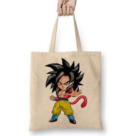 Humuts Minigoku Super Sayajin Bez Uzun Saplı Açık Bej Rengi Çanta