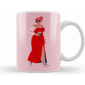 Humuts Modern Cute Woman Art Beyaz Porselen Kupa Bardak