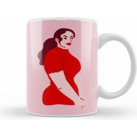 Humuts Modern Cute Woman Beyaz Porselen Kupa Bardak