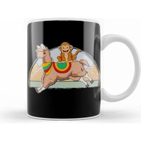 Humuts Monkey Riding Llama Animal Friend Monkeying Around Kupa Bardak