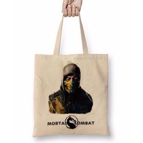 Humuts Mortal Kombat Scorpion And Sub Zero Bez Uzun Saplı Açık Bej Rengi Çanta