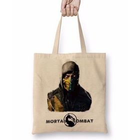 Humuts Mortal Kombat Scorpion And Sub Zero Bez Uzun Saplı Açık Bej Rengi Çanta