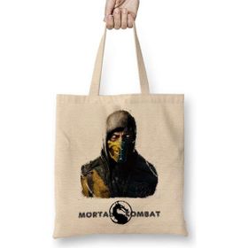 Humuts Mortal Kombat Scorpion And Sub Zero Bez Uzun Saplı Açık Bej Rengi Çanta