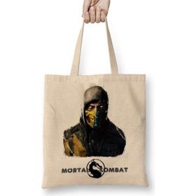 Humuts Mortal Kombat Scorpion And Sub Zero Bez Uzun Saplı Açık Bej Rengi Çanta