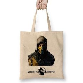 Humuts Mortal Kombat Scorpion And Sub Zero Bez Uzun Saplı Açık Bej Rengi Çanta