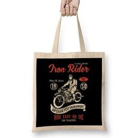 Humuts Motorbik Eıron Rider Racers Club Açık Bej Uzun Saplı Bez Çanta