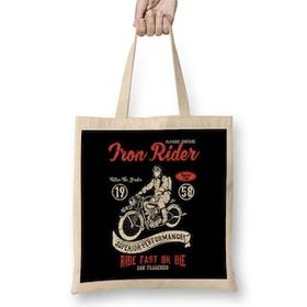 Humuts Motorbik Eıron Rider Racers Club Açık Bej Uzun Saplı Bez Çanta