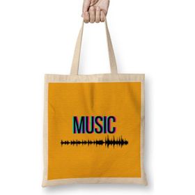 Humuts Music Music Açık Bej Uzun Saplı Bez Çanta