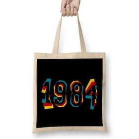 Humuts Must Read Book Covers 1984 Açık Bej Uzun Saplı Bez Çanta