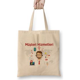 Humuts Müşteri Hizmetleri Açık Bej Uzun Saplı Bez Çanta