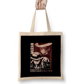 Humuts Muzan Kibutsuji Demon Slayer Açık Bej Uzun Saplı Bez Çanta