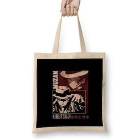 Humuts Muzan Kibutsuji Demon Slayer Açık Bej Uzun Saplı Bez Çanta