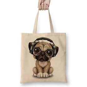 Humuts Müzik Pug Köpek Bez Çanta