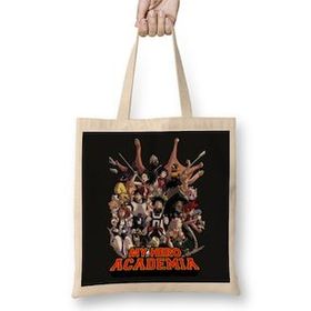 Humuts My Hero Academia All Squad Açık Bej Uzun Saplı Bez Çanta