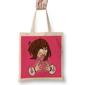 Humuts My Hero Academia Uraraka Faces Açık Bej Uzun Saplı Bez Çanta