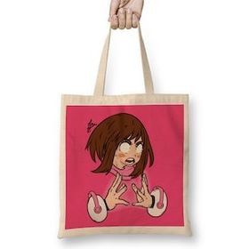 Humuts My Hero Academia Uraraka Faces Açık Bej Uzun Saplı Bez Çanta