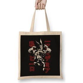Humuts My Hero Boku No Hero Açık Bej Uzun Saplı Bez Çanta